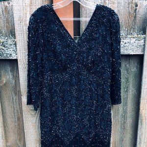 Black Beaded Mesh Drop Waist Dress size 14